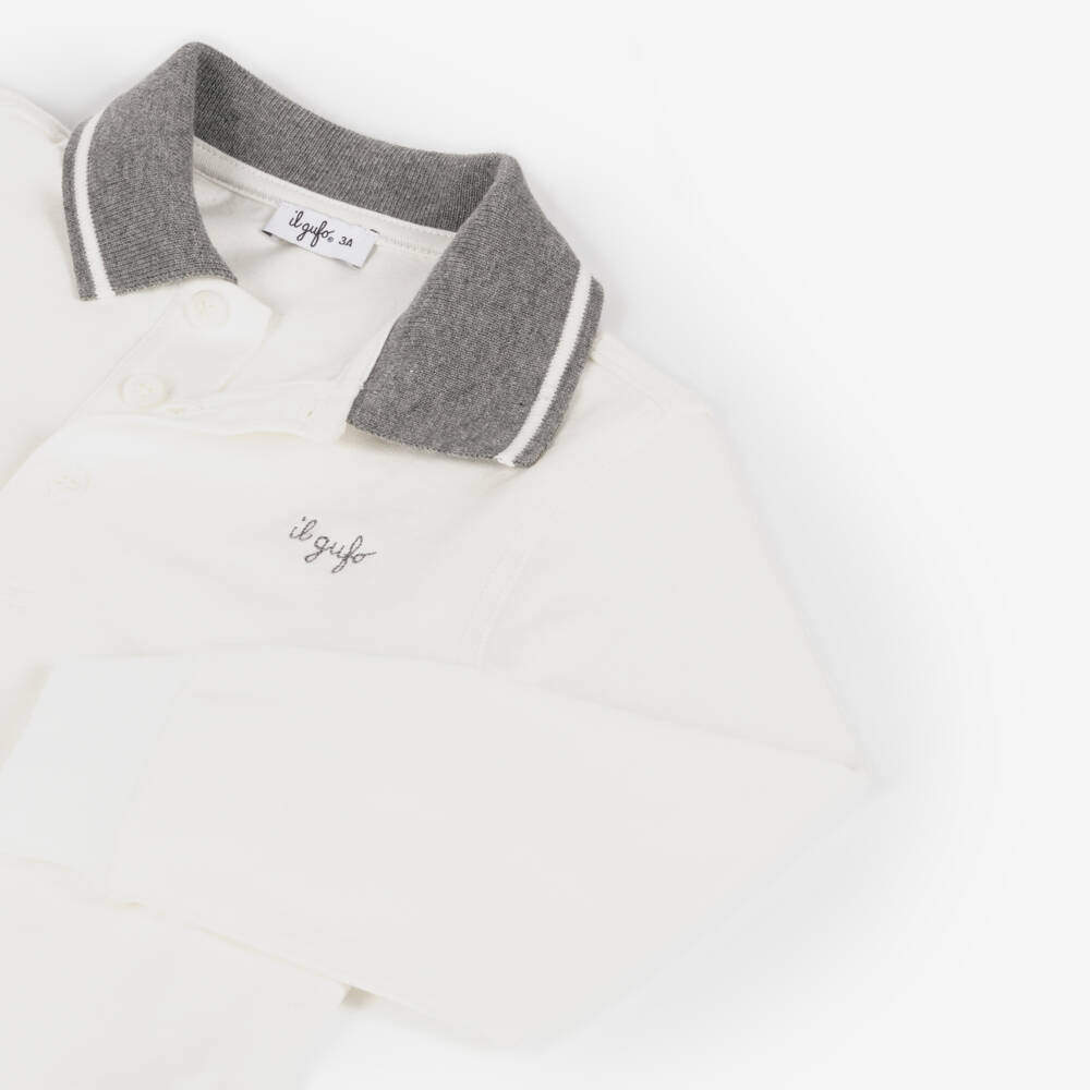 Il Gufo-Boys Ivory Long-Sleeve Polo | Childrensalon Outlet