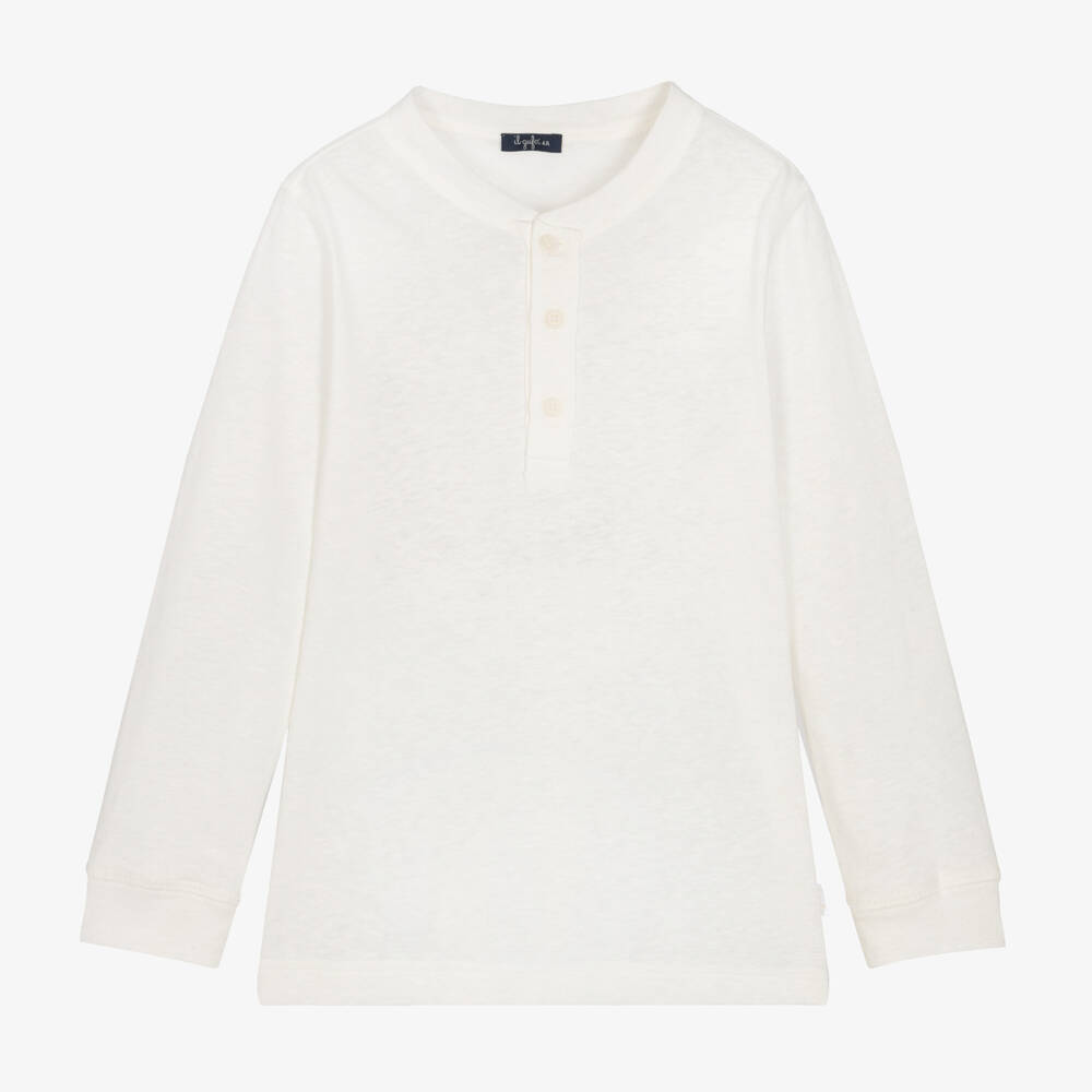 Il Gufo - Boys Ivory Long Sleeved Top | Childrensalon