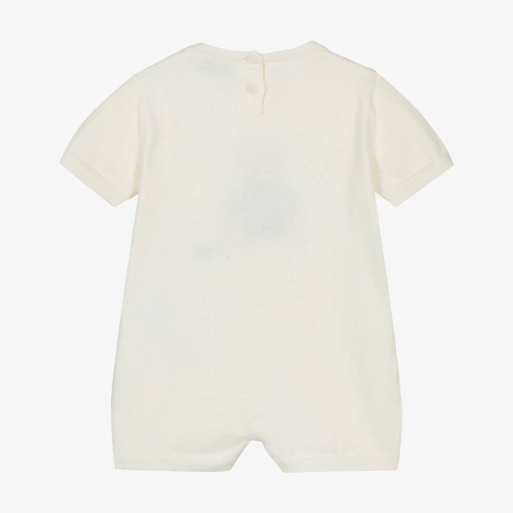 Il Gufo-Boys Ivory & Navy Bear Romper | Childrensalon Outlet