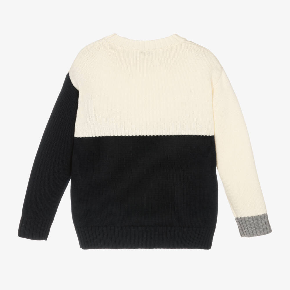 Il Gufo-Boys Ivory & Navy Knitted Jumper | Childrensalon Outlet