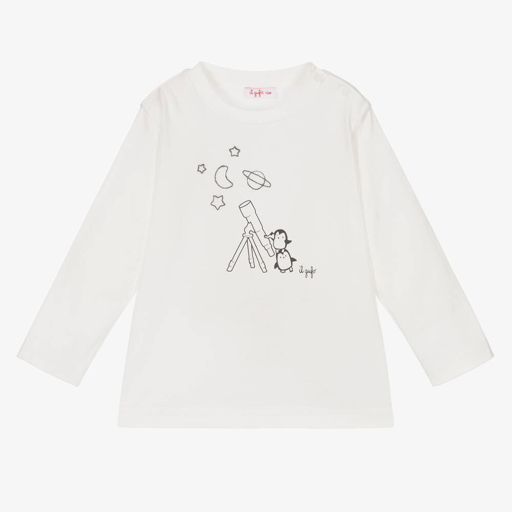 Il Gufo - Boys Ivory Penguin Cotton Top | Childrensalon