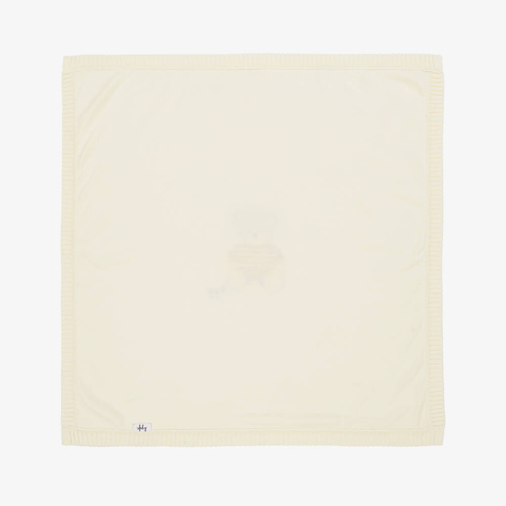 Il Gufo-Boys Ivory & Pink Knit Bear Blanket | Childrensalon Outlet