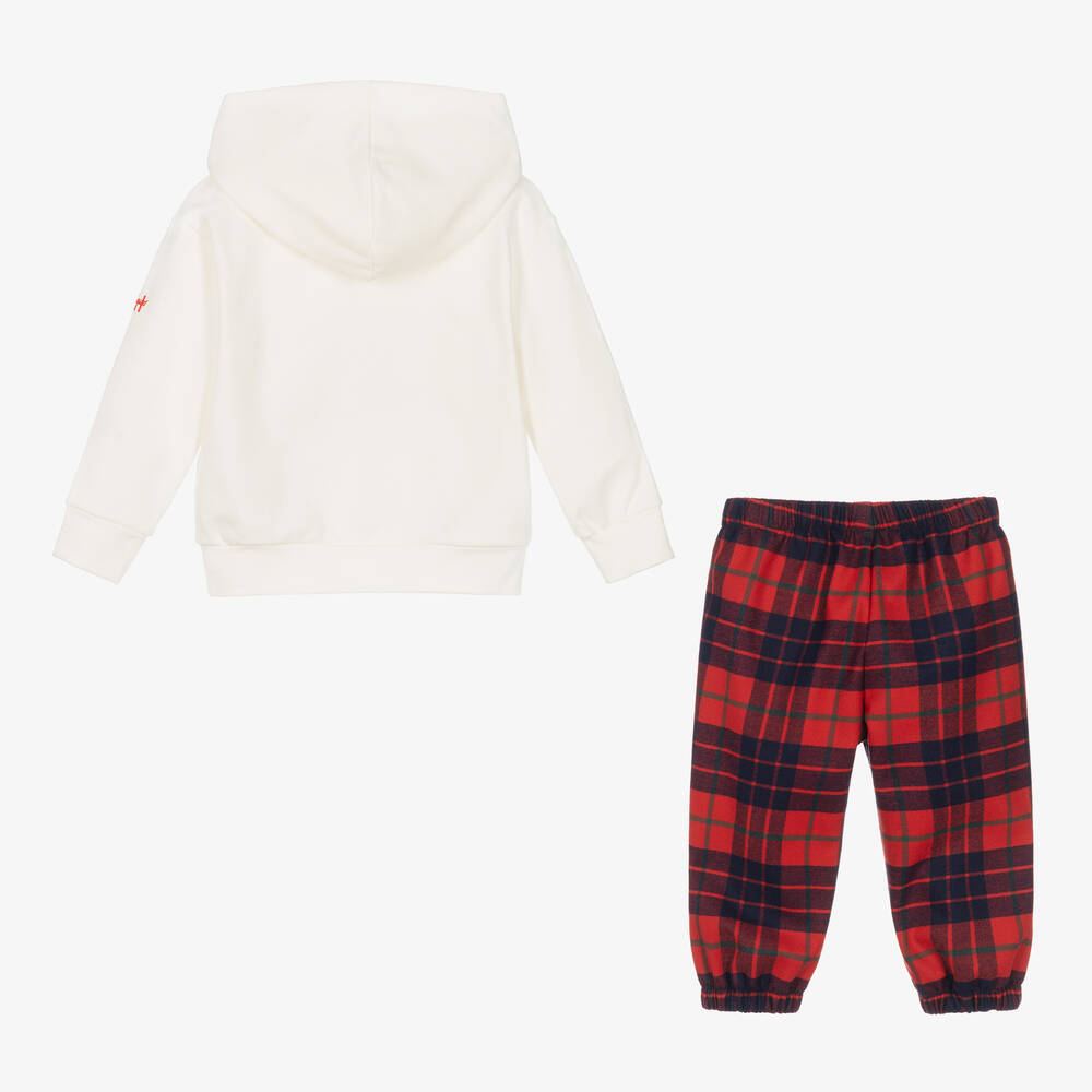 Il Gufo-Boys Ivory & Red Checked Tracksuit | Childrensalon Outlet