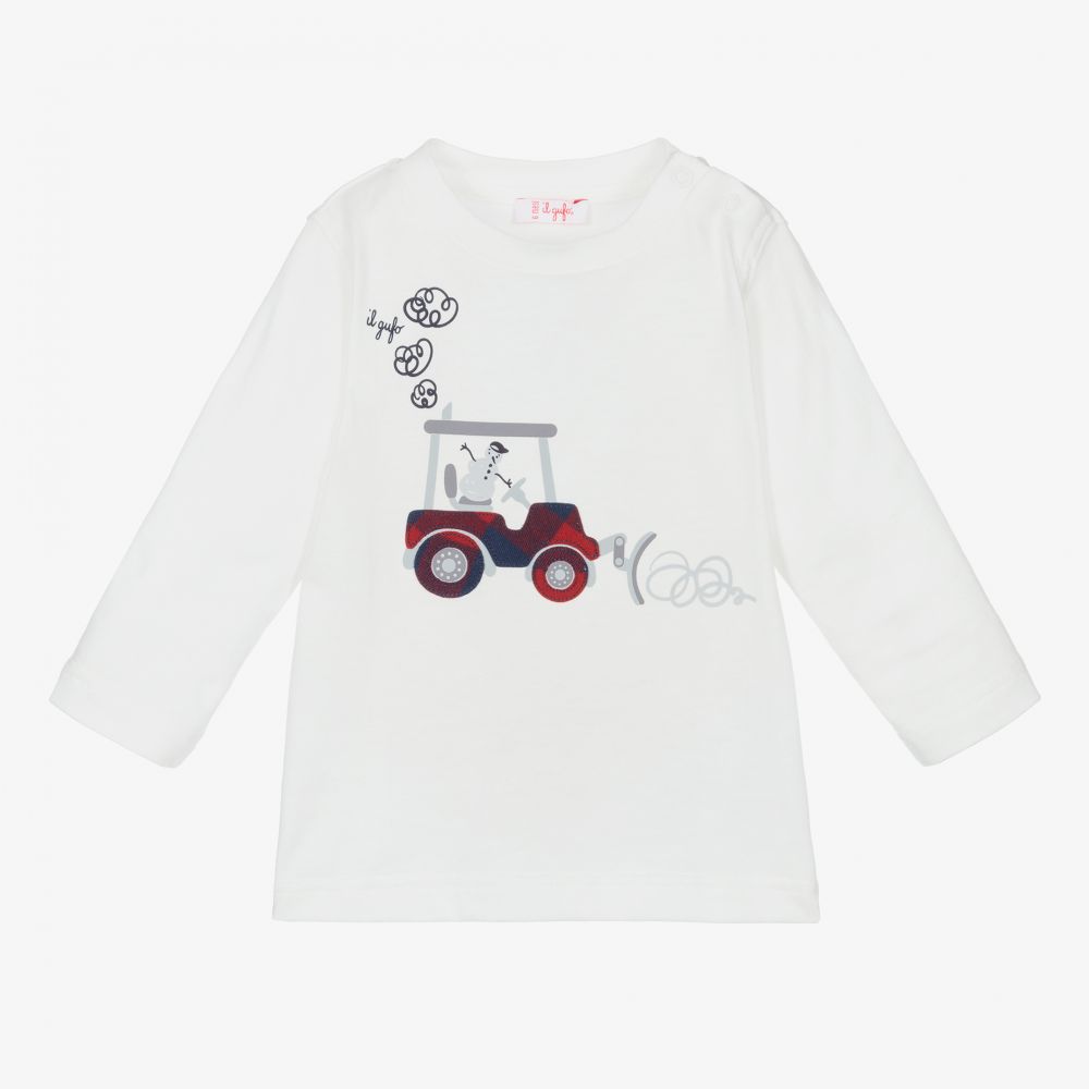 Il Gufo - Кремовый топ с трактором для мальчиков | Childrensalon