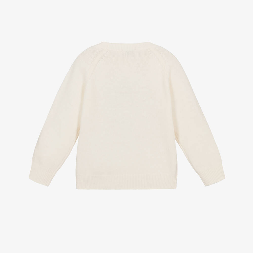 Il Gufo-Boys Ivory Wool Knit Sweater with Dog Intarsia | Childrensalon Outlet