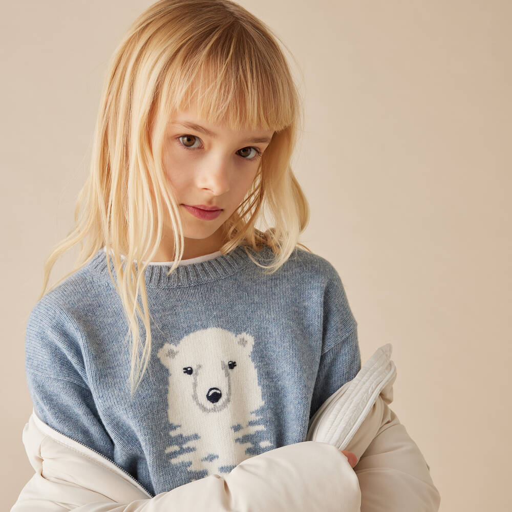 Il Gufo-Boys Light Blue Bear Jumper | Childrensalon Outlet