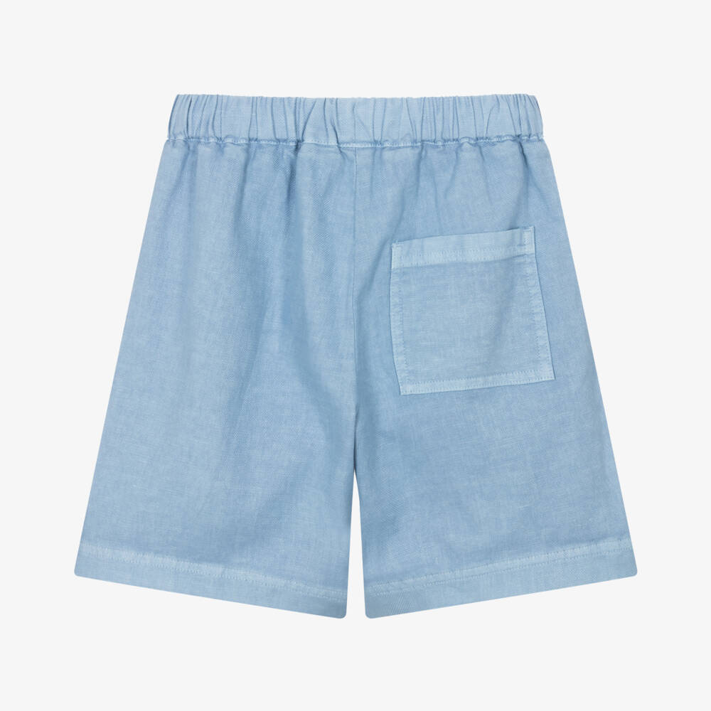 Il Gufo-Boys Light Blue Linen Blend Shorts | Childrensalon Outlet