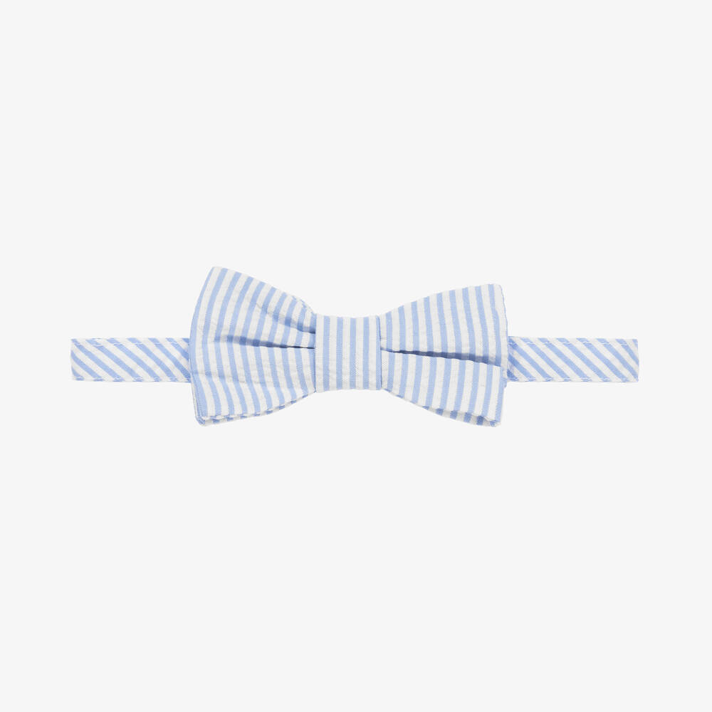 Il Gufo-Boys Light Blue Striped Cotton Bow Tie | Childrensalon Outlet
