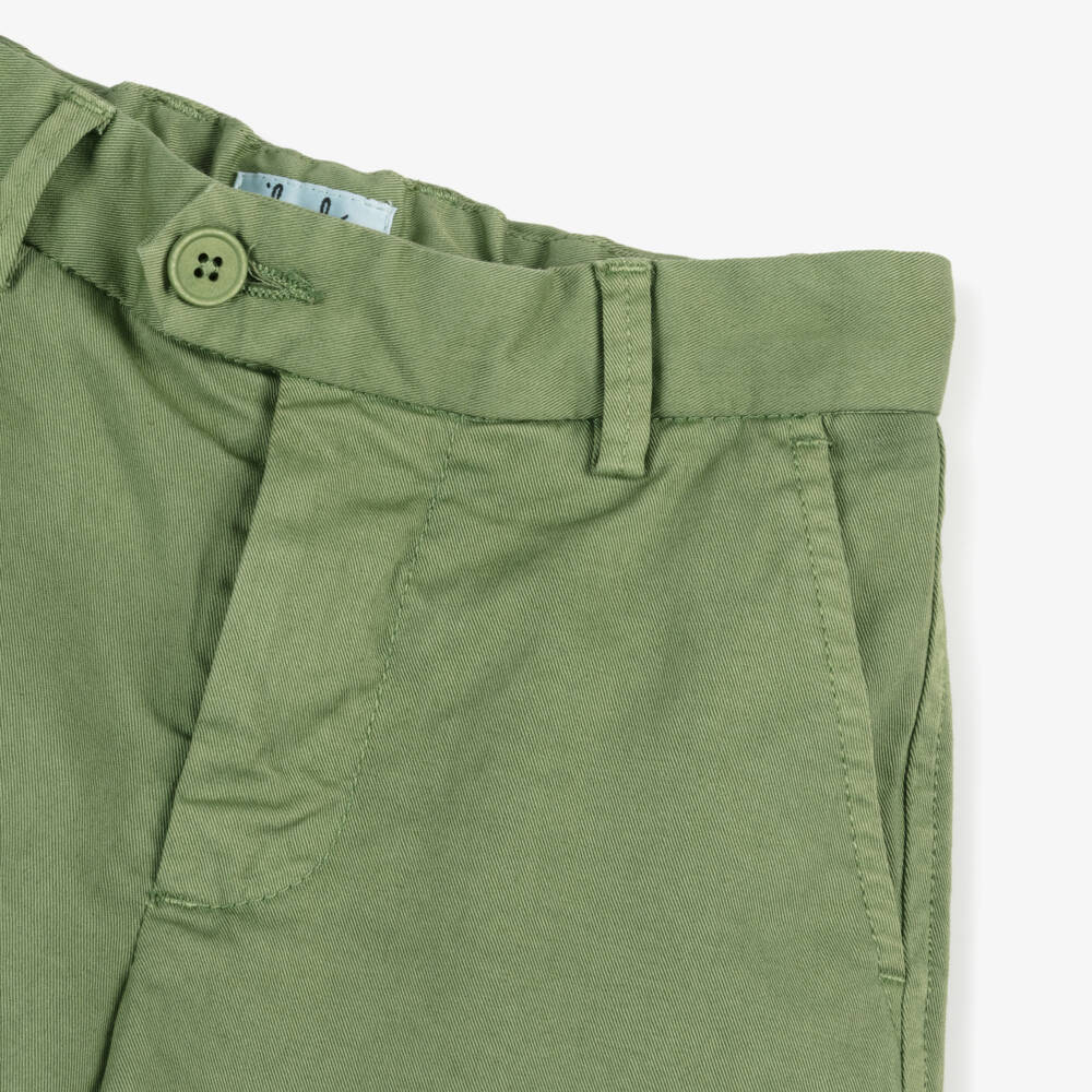 Il Gufo-Boys Lightweight Green Twill Shorts | Childrensalon Outlet