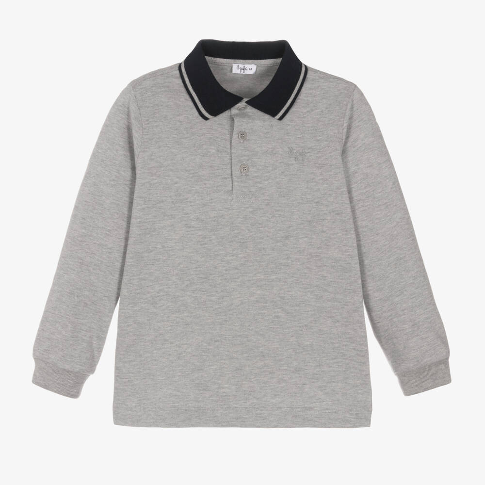 Il Gufo-Boys Long Sleeve Grey Polo | Childrensalon Outlet