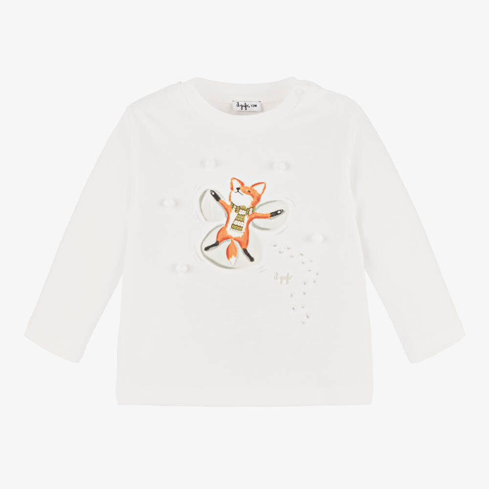 Il Gufo-Boys Long Sleeve Ivory Fox Tee | Childrensalon Outlet
