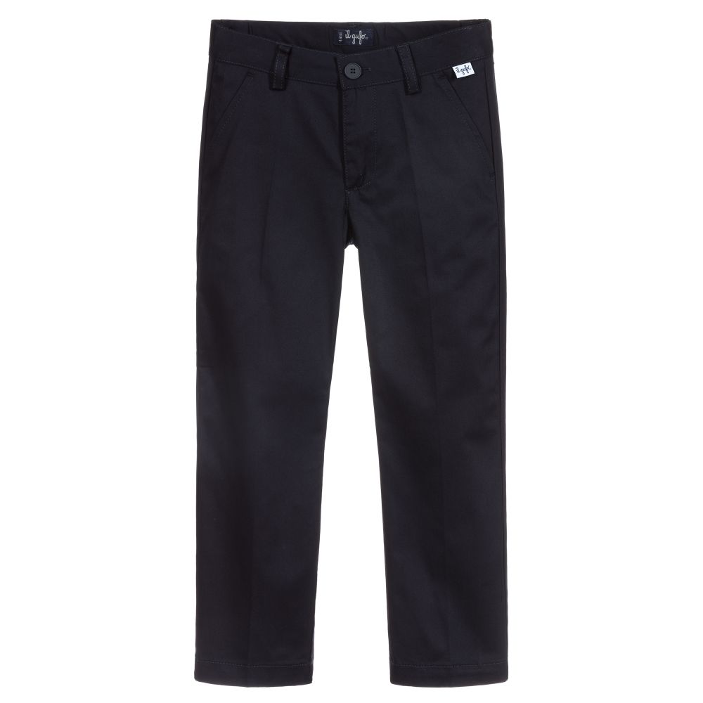 Il Gufo-Boys Navy Blue Chino Trousers | Childrensalon Outlet