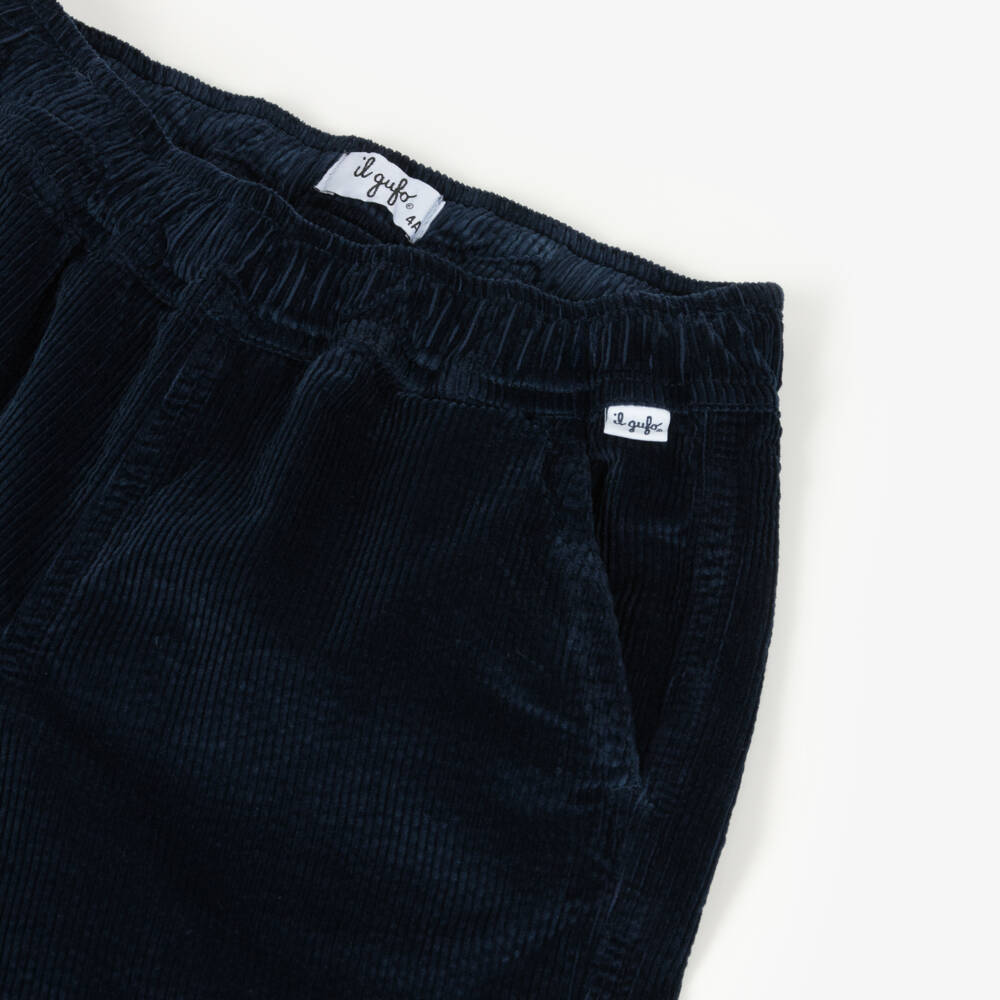 Il Gufo-Boys Navy Blue Corduroy Trousers | Childrensalon Outlet