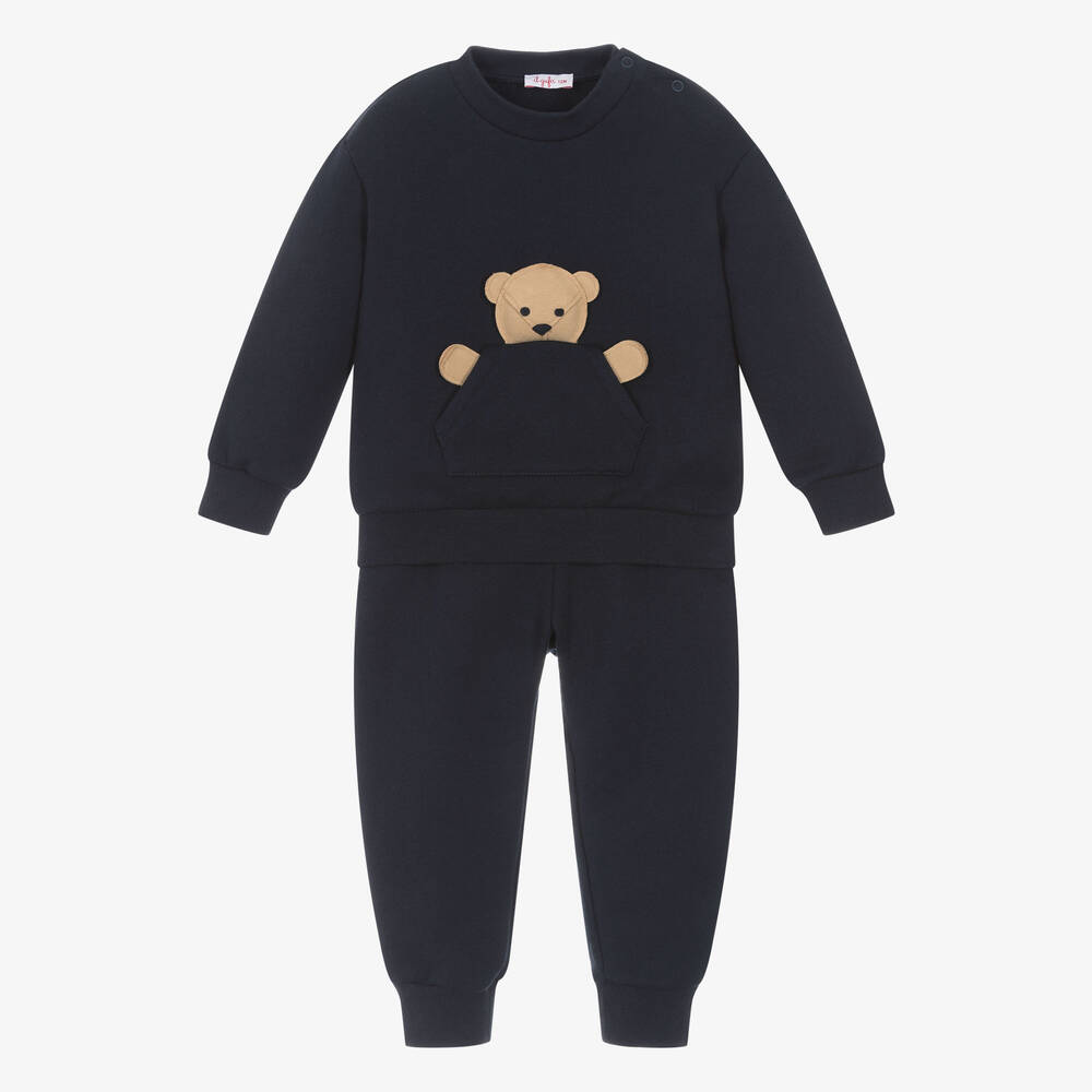 Il Gufo-Boys Navy Blue Cotton Bear Tracksuit | Childrensalon Outlet