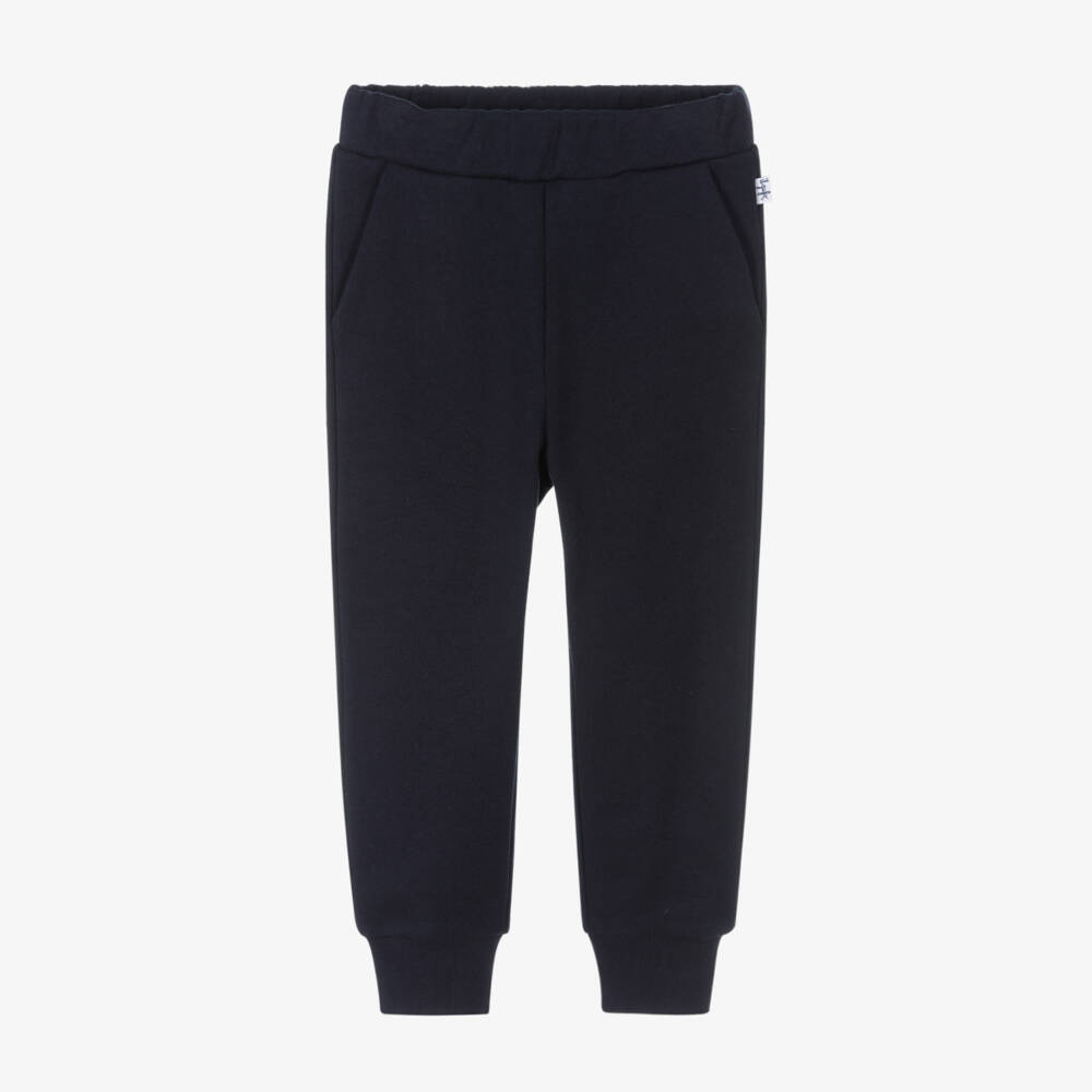 Il Gufo-Boys Navy Blue Cotton Jersey Joggers | Childrensalon Outlet