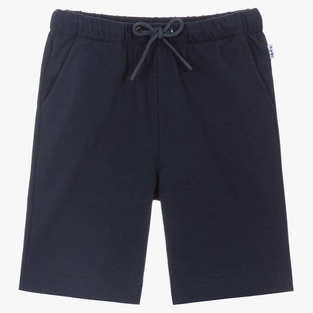 Il Gufo - Boys Navy Blue Cotton Jersey Shorts | Childrensalon