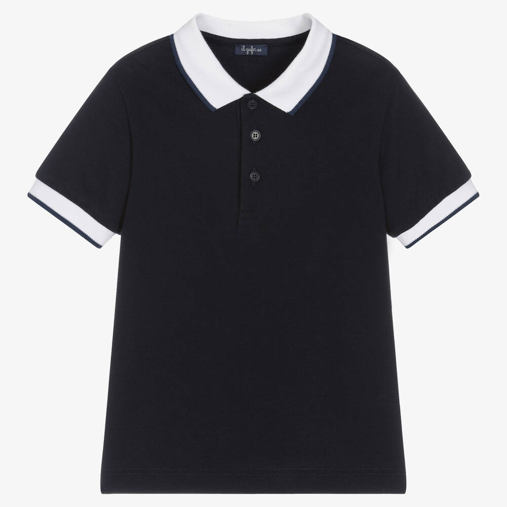 Il Gufo - Boys Navy Blue Cotton Piqué Polo Shirt | Childrensalon