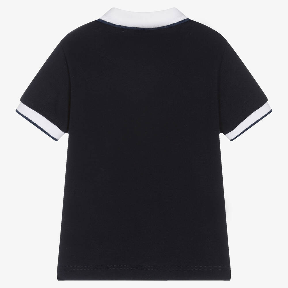 Il Gufo-Boys Navy Blue Cotton Piqué Polo Shirt | Childrensalon Outlet