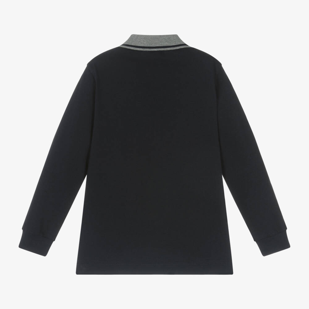 Il Gufo-Boys Navy Blue Cotton Polo Shirt | Childrensalon Outlet