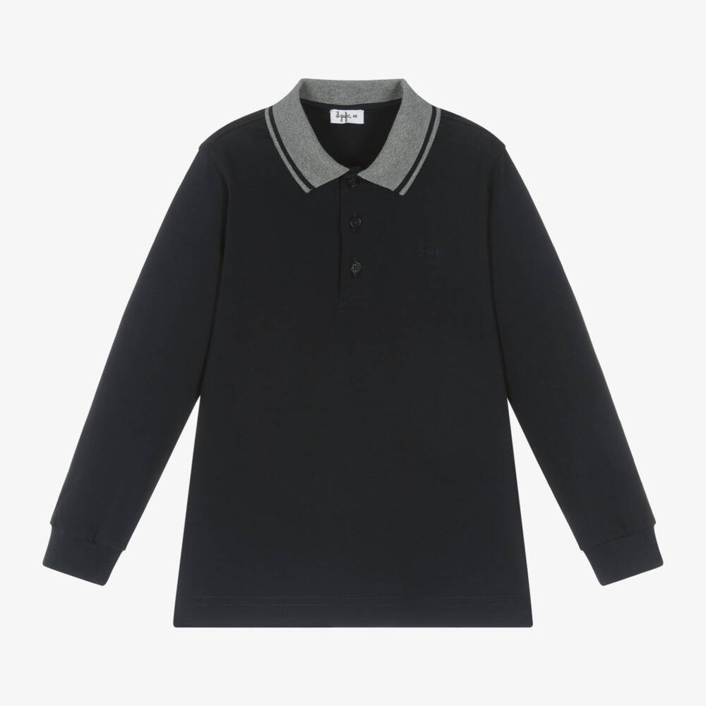 Il Gufo-Boys Navy Blue Cotton Polo Shirt | Childrensalon Outlet