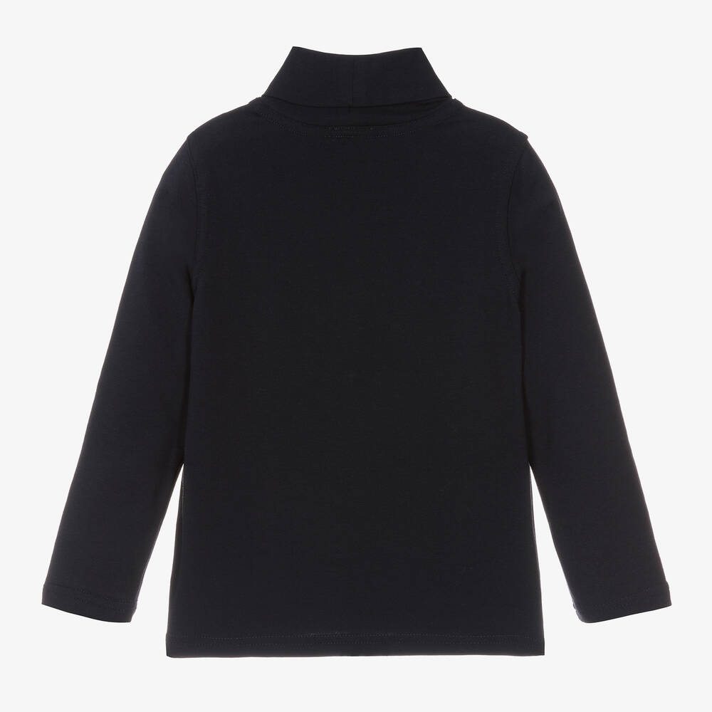 Il Gufo-توب بياقة عالية قطن جيرسي لون كحلي للأولاد | Childrensalon Outlet