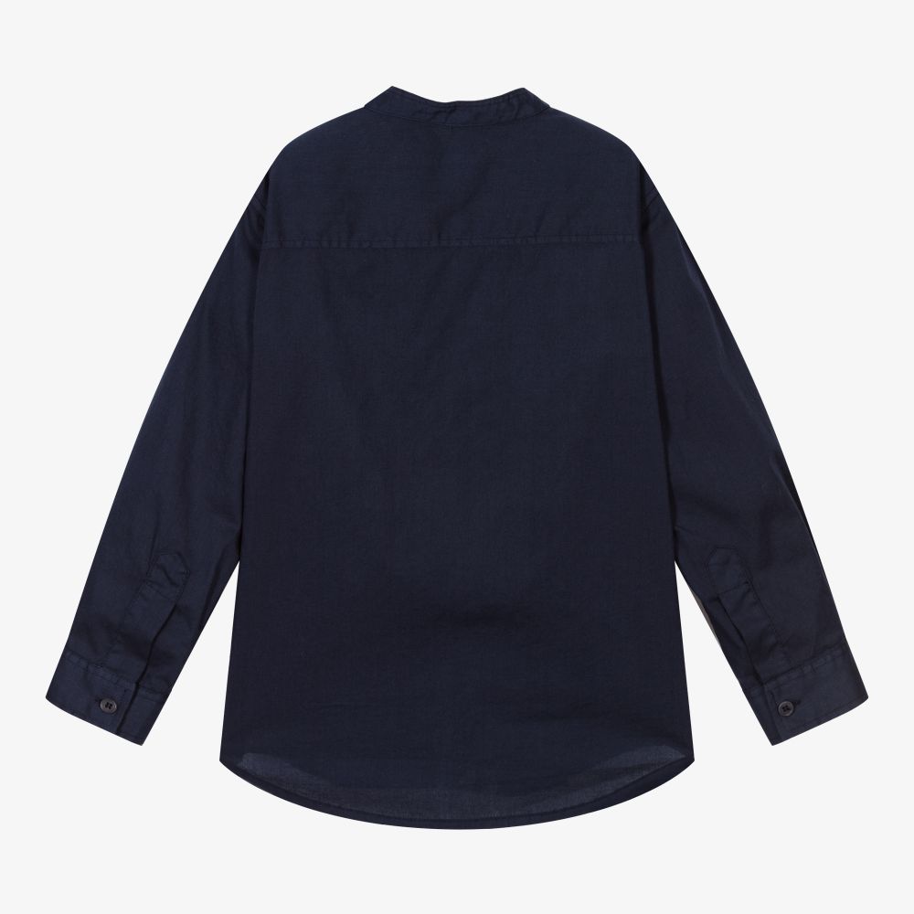 Il Gufo-Boys Navy Blue Cotton Shirt | Childrensalon Outlet
