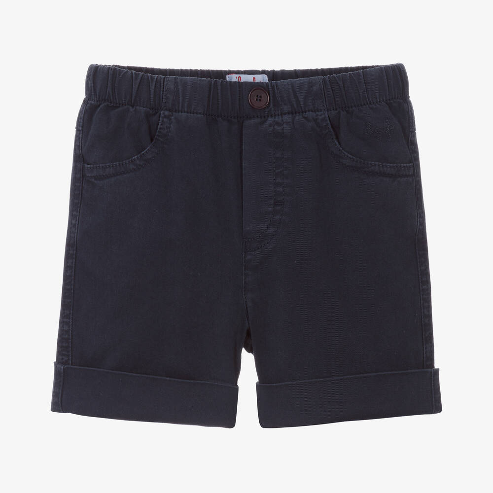 Il Gufo-Boys Navy Blue Cotton Shorts | Childrensalon Outlet
