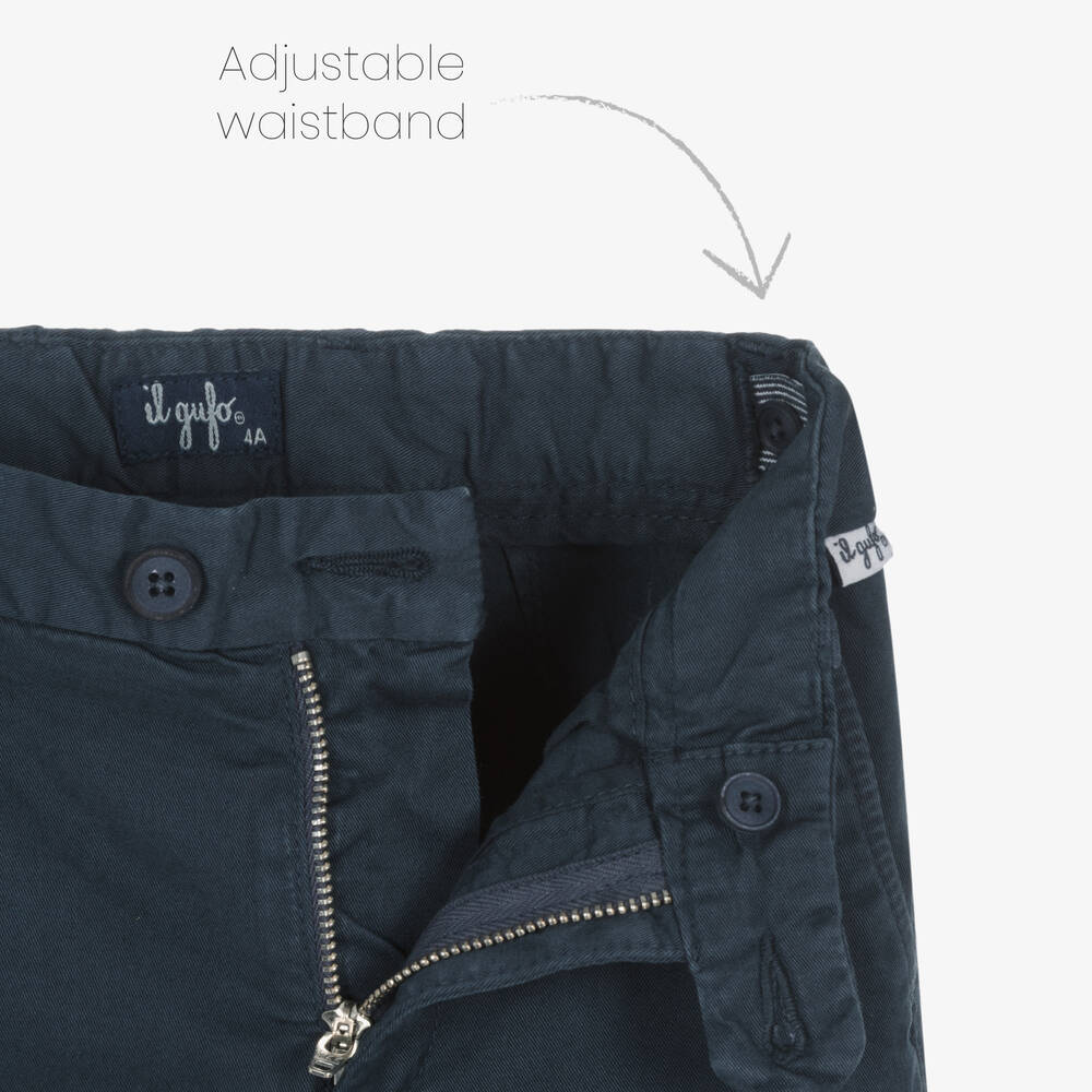 Il Gufo-Boys Navy Blue Cotton Shorts | Childrensalon Outlet