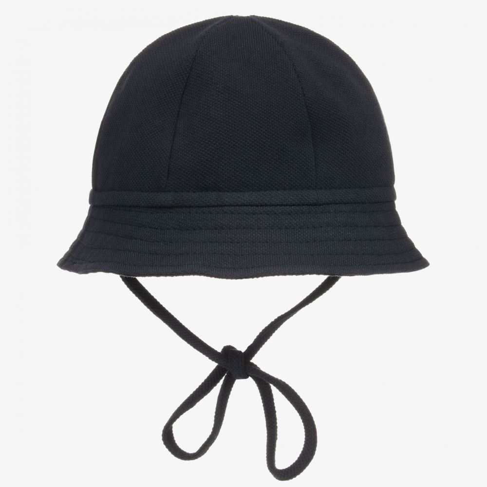 Il Gufo-Boys Navy Blue Cotton Sun Hat | Childrensalon Outlet