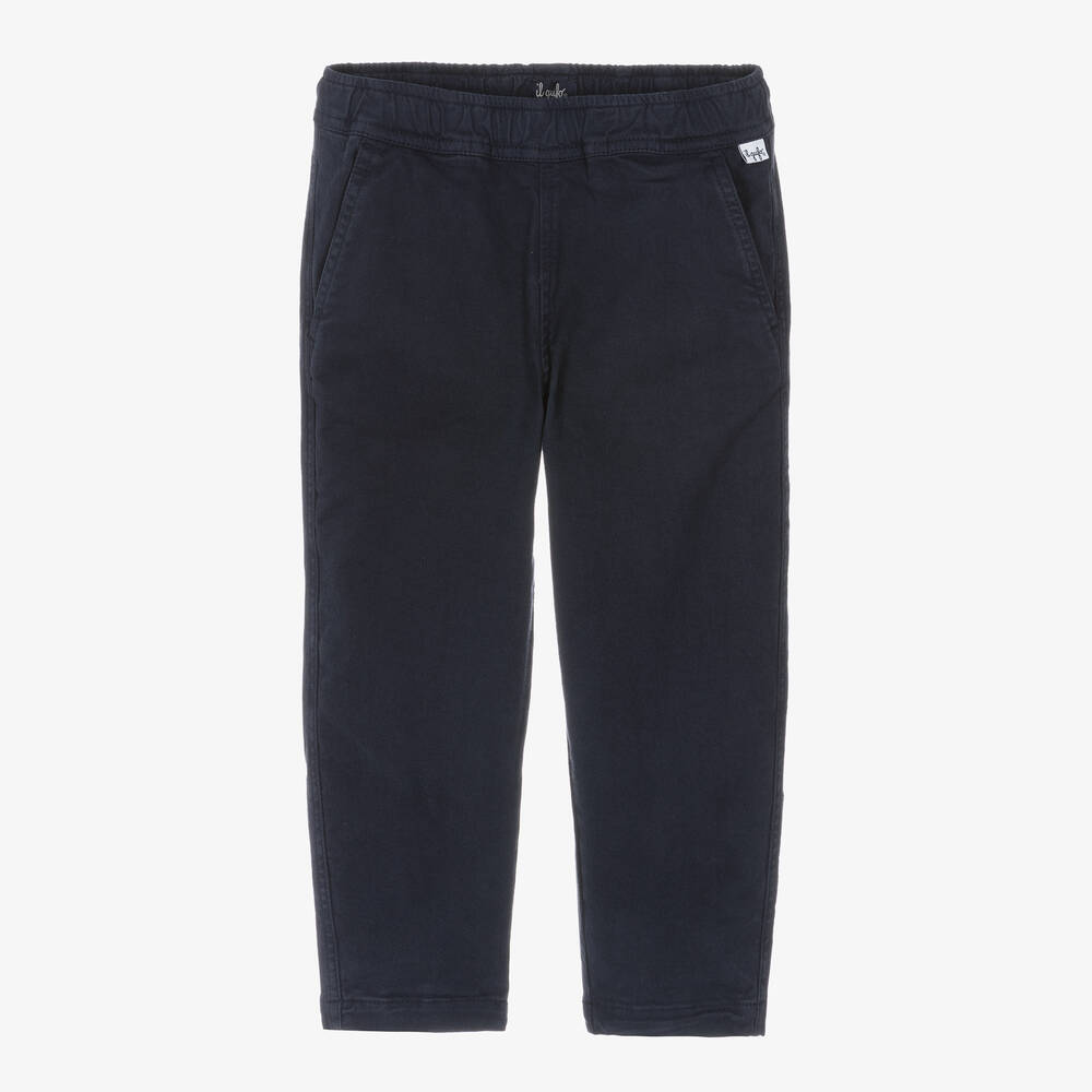 Il Gufo - Boys Navy Blue Cotton Trousers | Childrensalon