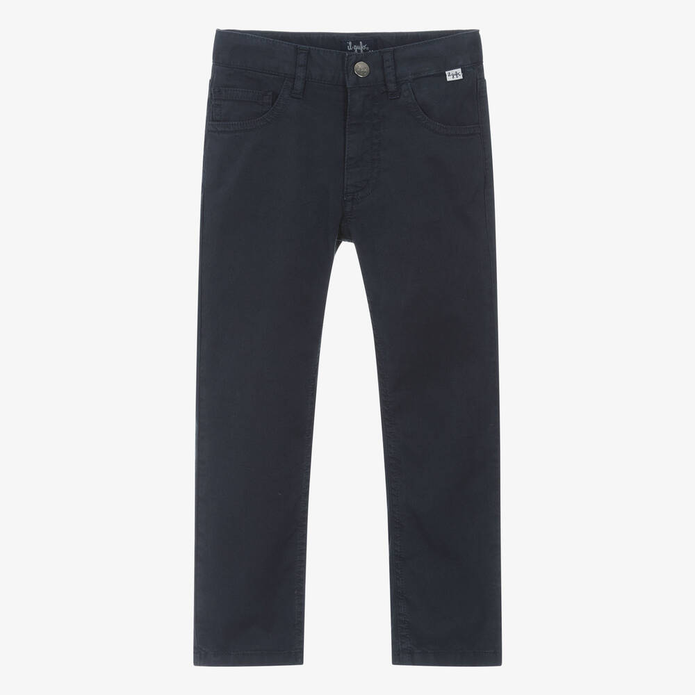 Il Gufo-Boys Navy Blue Cotton Trousers | Childrensalon Outlet