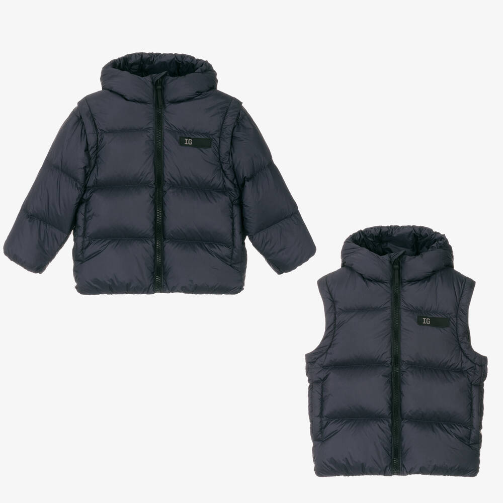 Il Gufo-Boys Navy Blue Down Puffer Jacket | Childrensalon Outlet