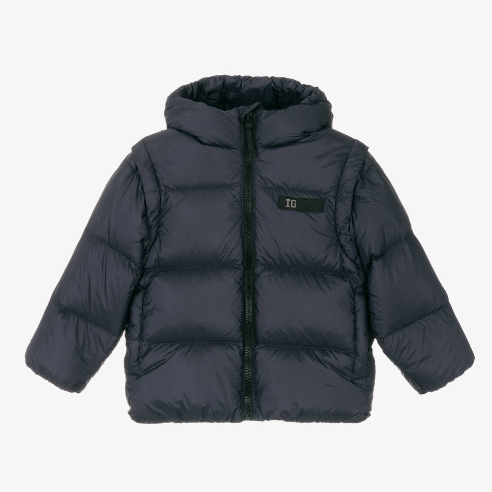 Il Gufo - Boys Navy Blue Down Puffer Jacket | Childrensalon