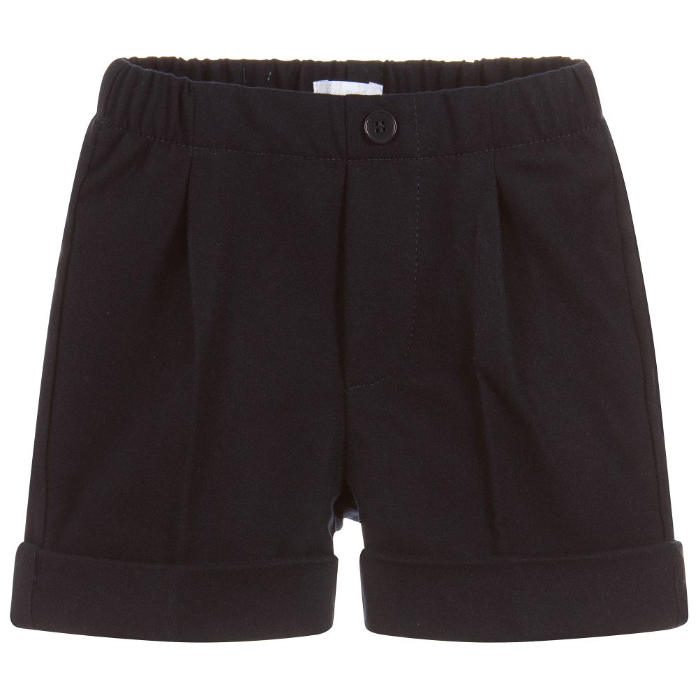 Il Gufo - Boys Navy Blue Flannel Shorts | Childrensalon