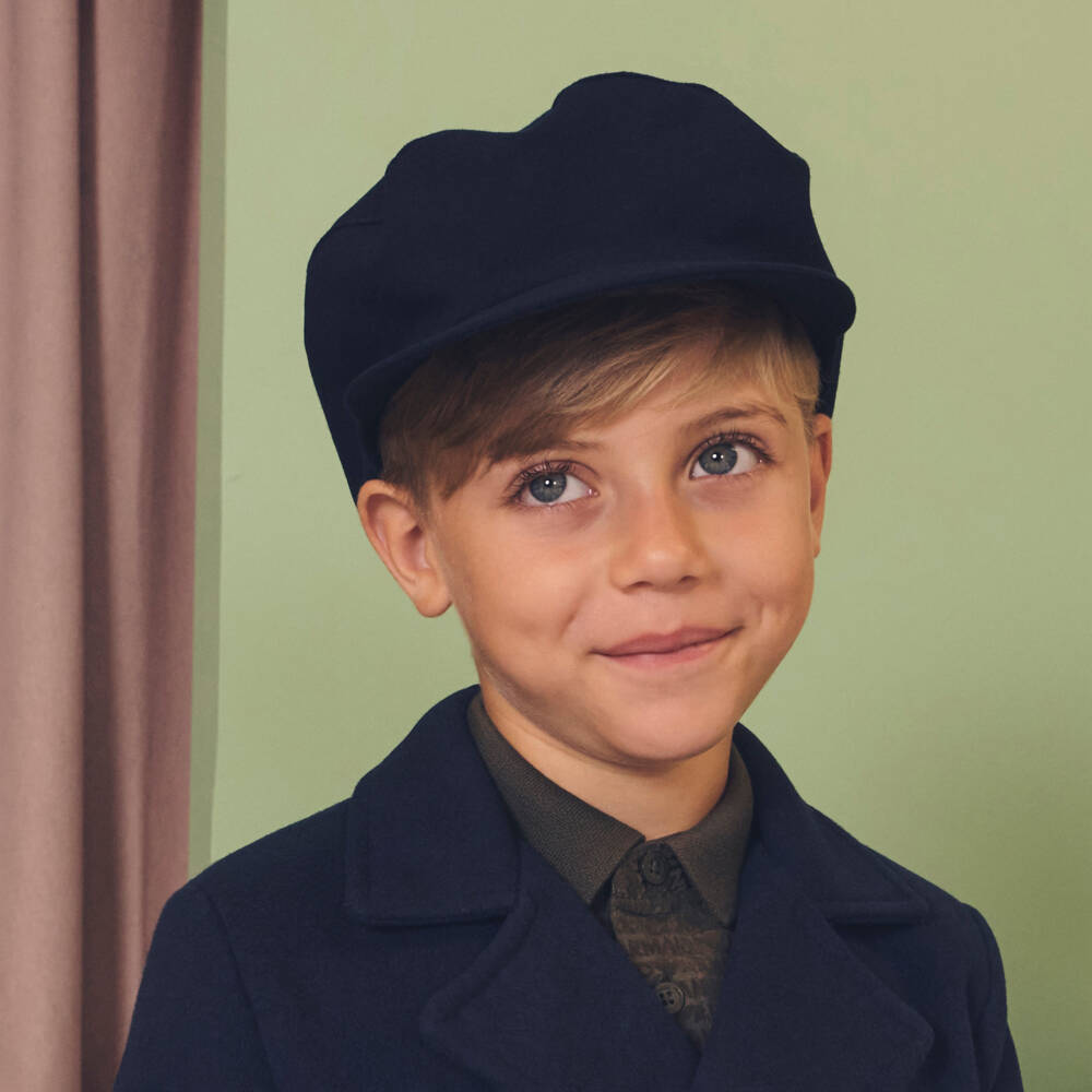 Il Gufo-Boys Navy Blue Flat Cap | Childrensalon Outlet