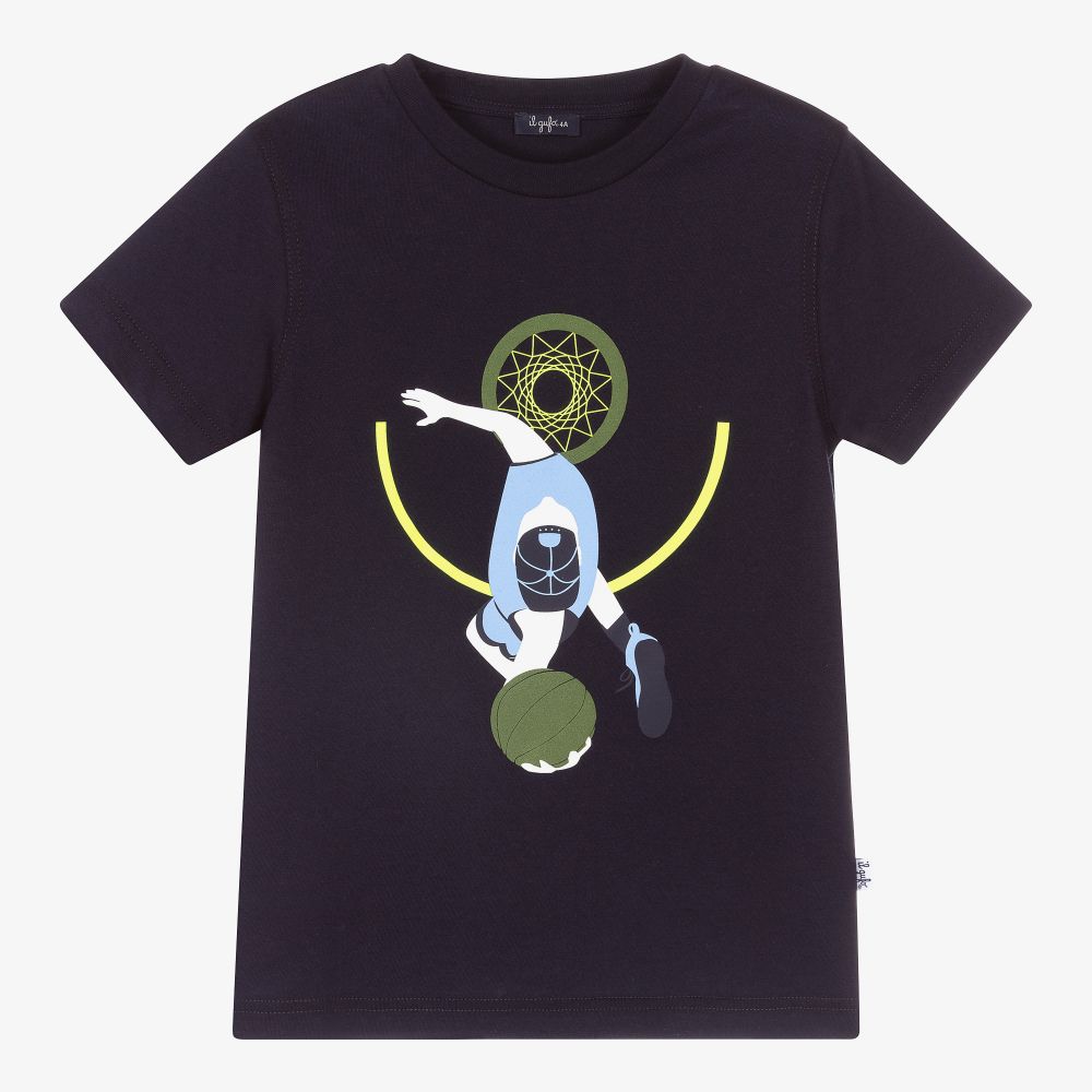 Il Gufo - Navyblaues T-Shirt mit Grafik (J) | Childrensalon