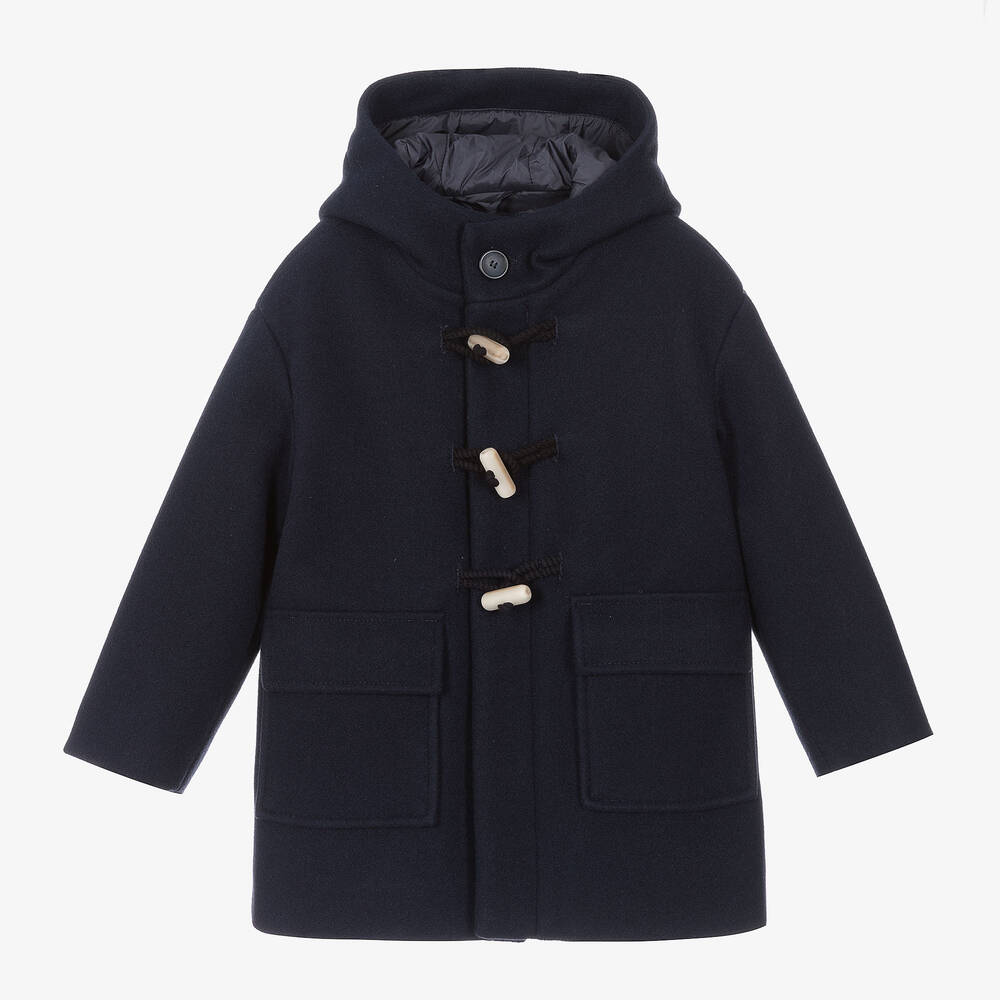 Il Gufo - Boys Navy Blue Hooded Duffle Coat | Childrensalon