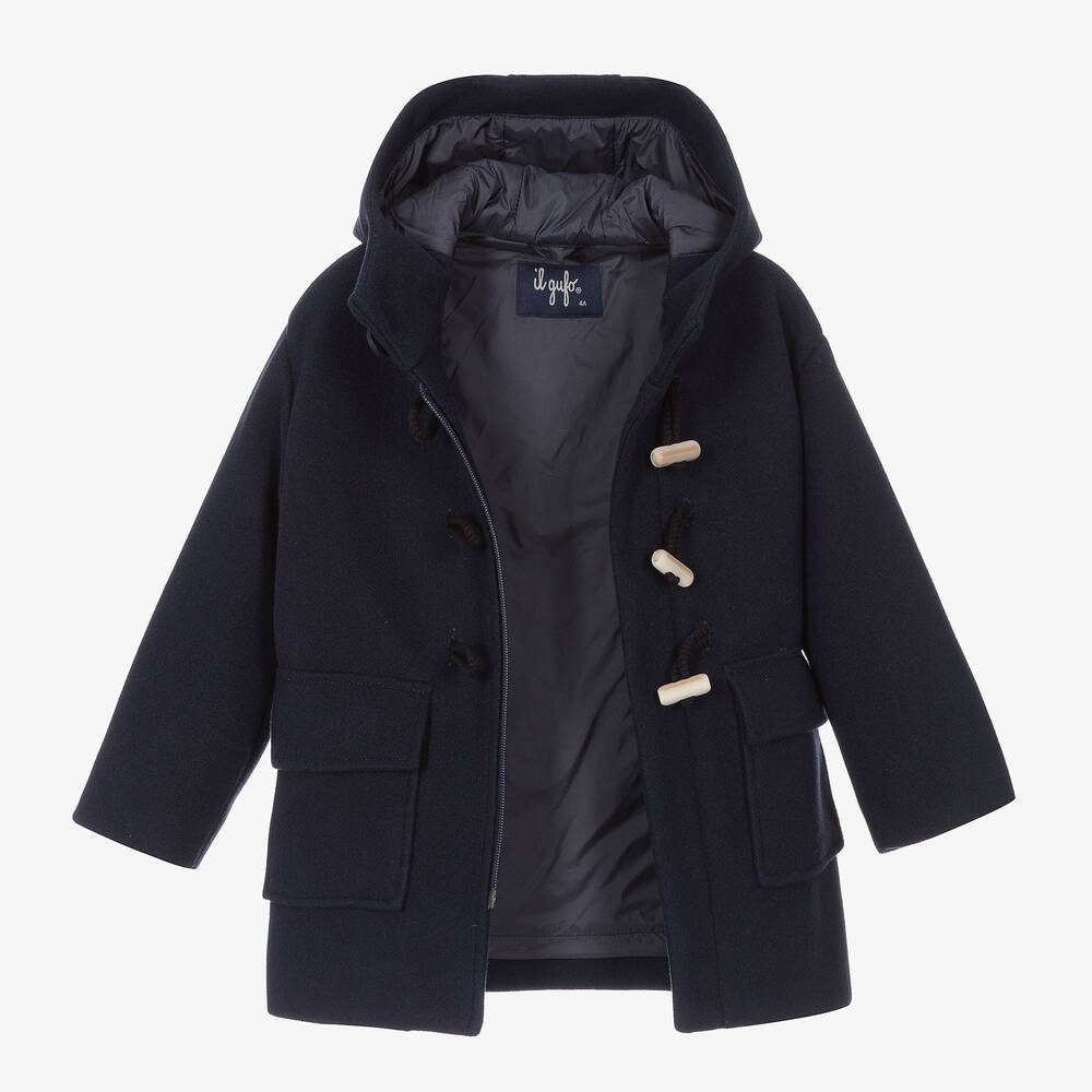 Il Gufo Duffle coat bleu marine a capuche Childrensalon Outlet