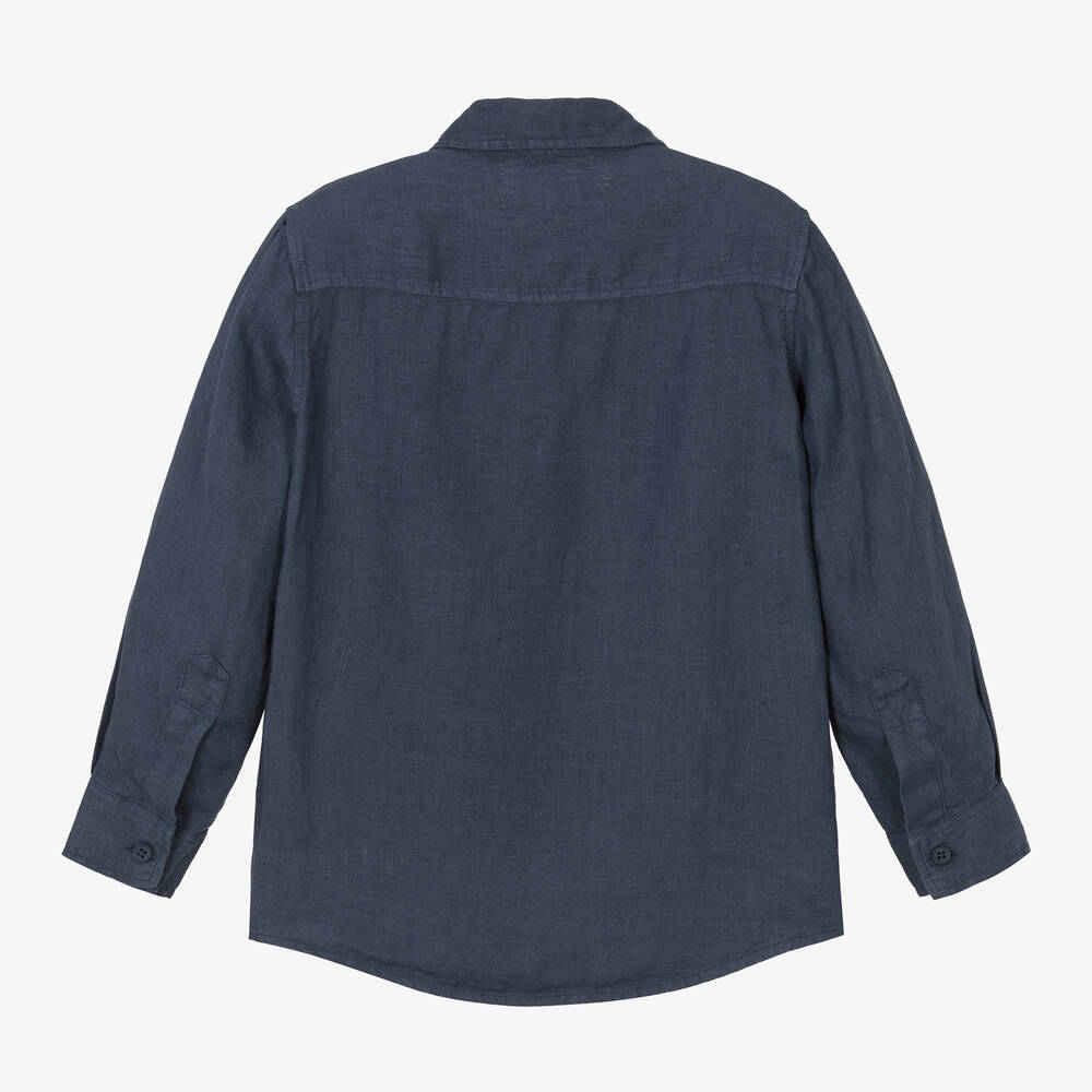 إيل غوفو-قميص كتان لون كحلي للأولاد | Childrensalon Outlet