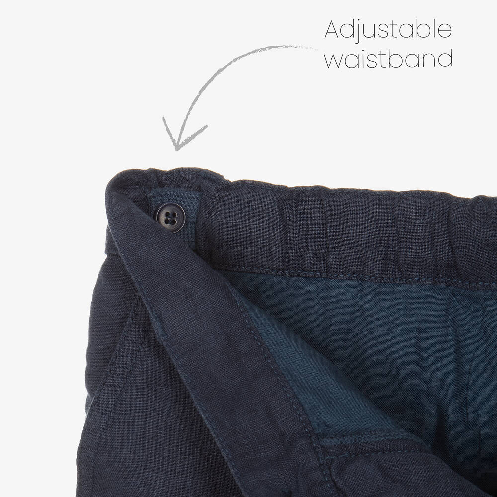 Il Gufo-Boys Navy Blue Linen Shorts | Childrensalon Outlet