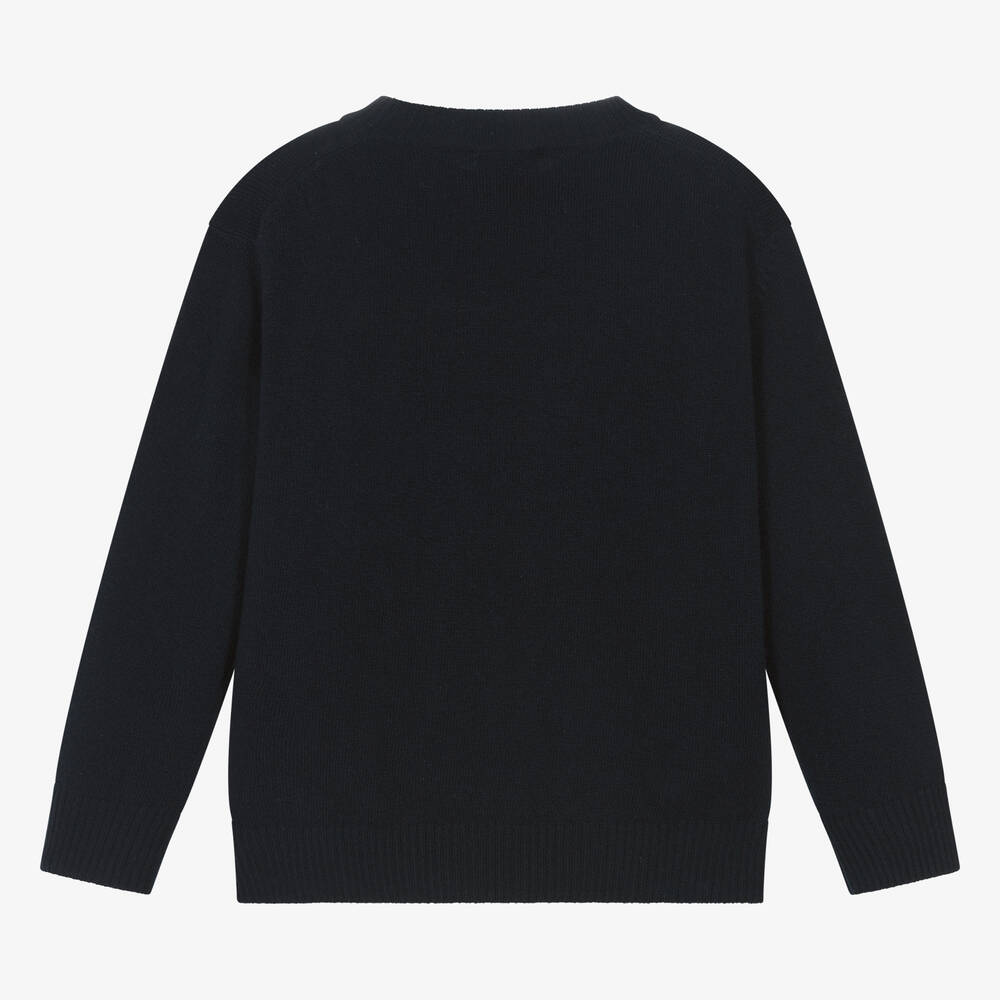 Il Gufo-بلوفر صوف مارينو محبوك لون كحلي للأولاد | Childrensalon Outlet