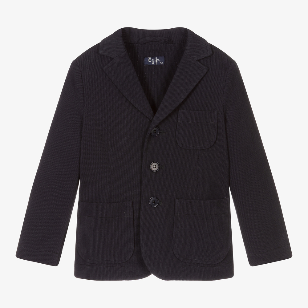 Il Gufo - Boys Navy Blue Piqué Blazer | Childrensalon