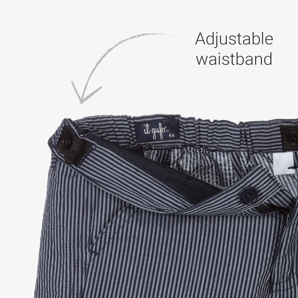 Il Gufo-Boys Navy Blue Striped Shorts | Childrensalon Outlet