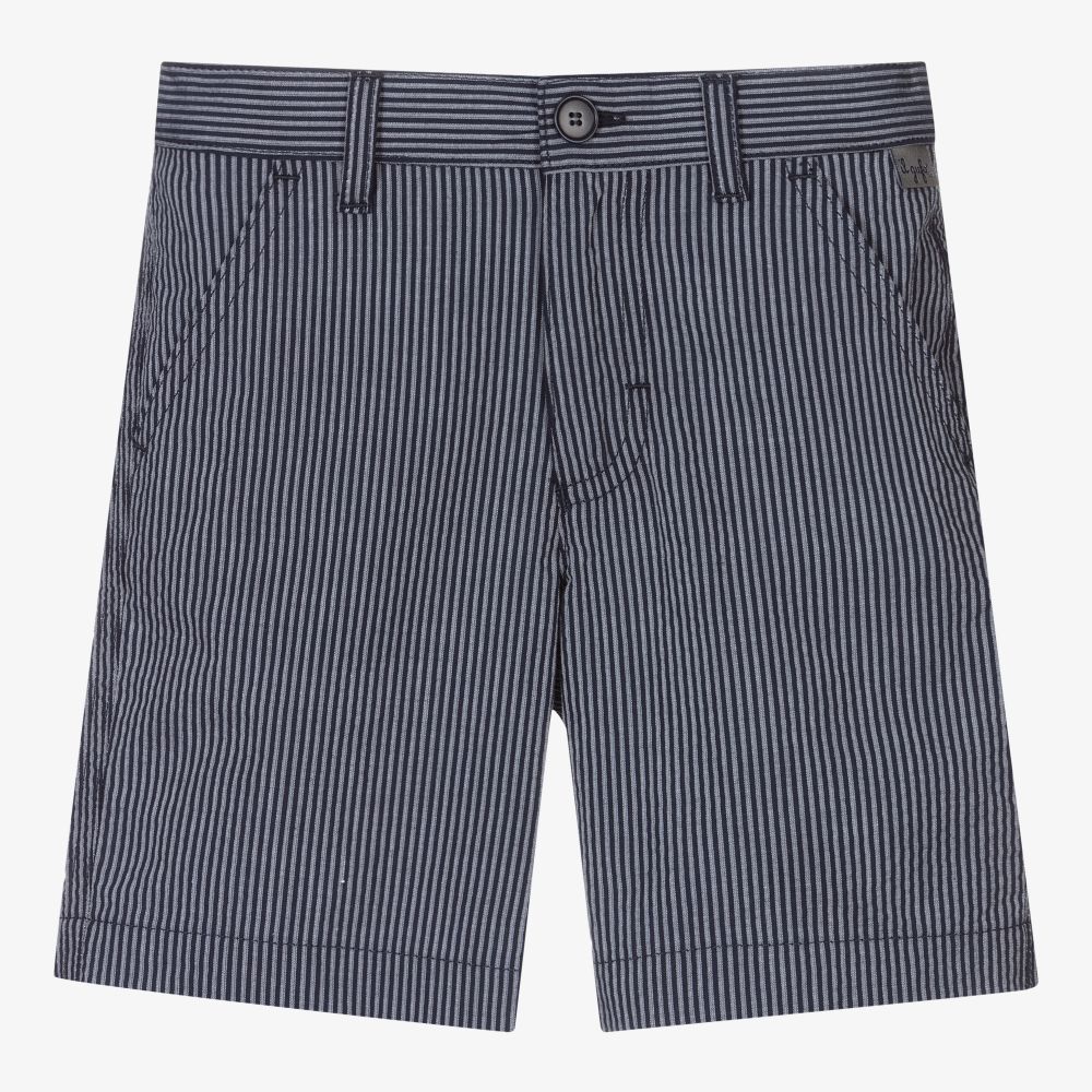 Il Gufo - Boys Navy Blue Striped Shorts | Childrensalon