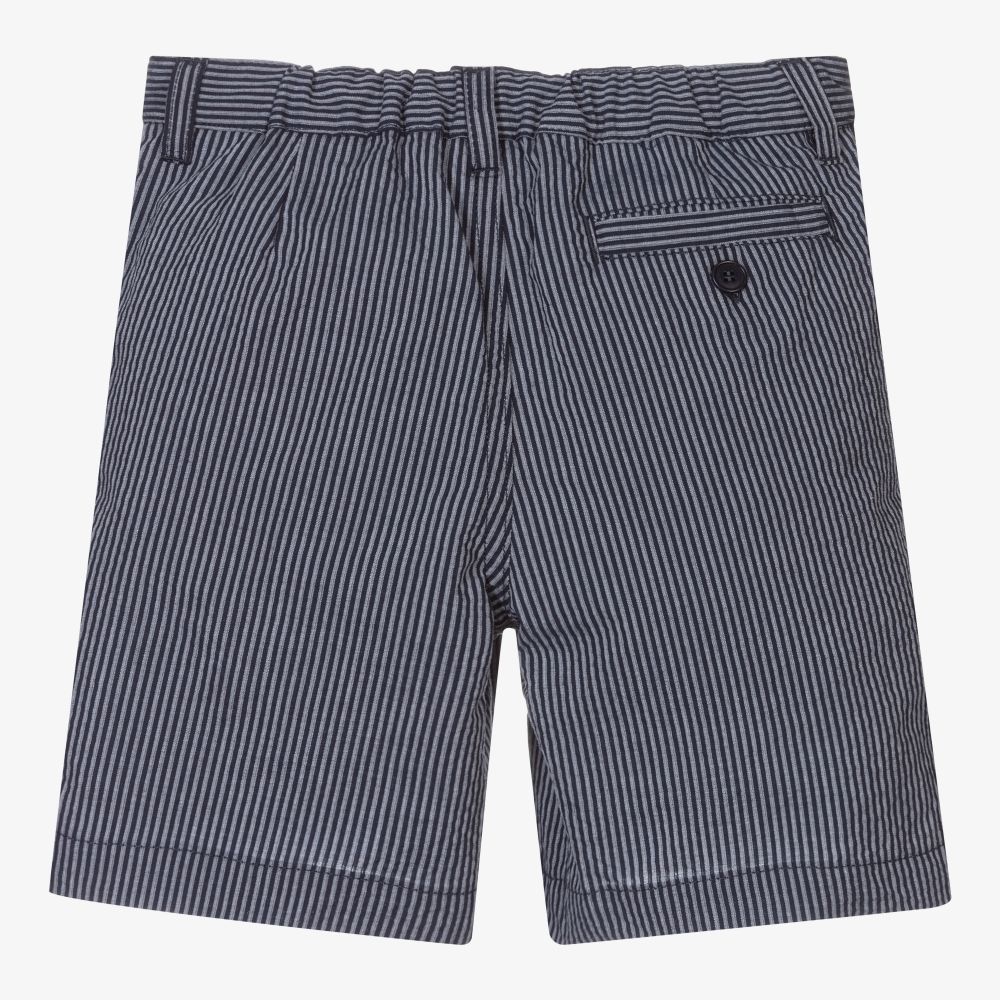 Il Gufo-Boys Navy Blue Striped Shorts | Childrensalon Outlet