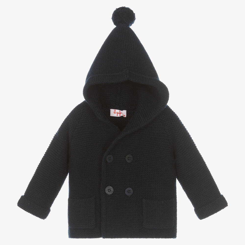 Il Gufo-Boys Navy Blue Wool Cardigan | Childrensalon Outlet