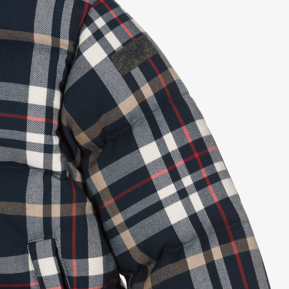 Il Gufo-جاكيت تارتان مبطن بريش لون كحلي للأولاد | Childrensalon Outlet