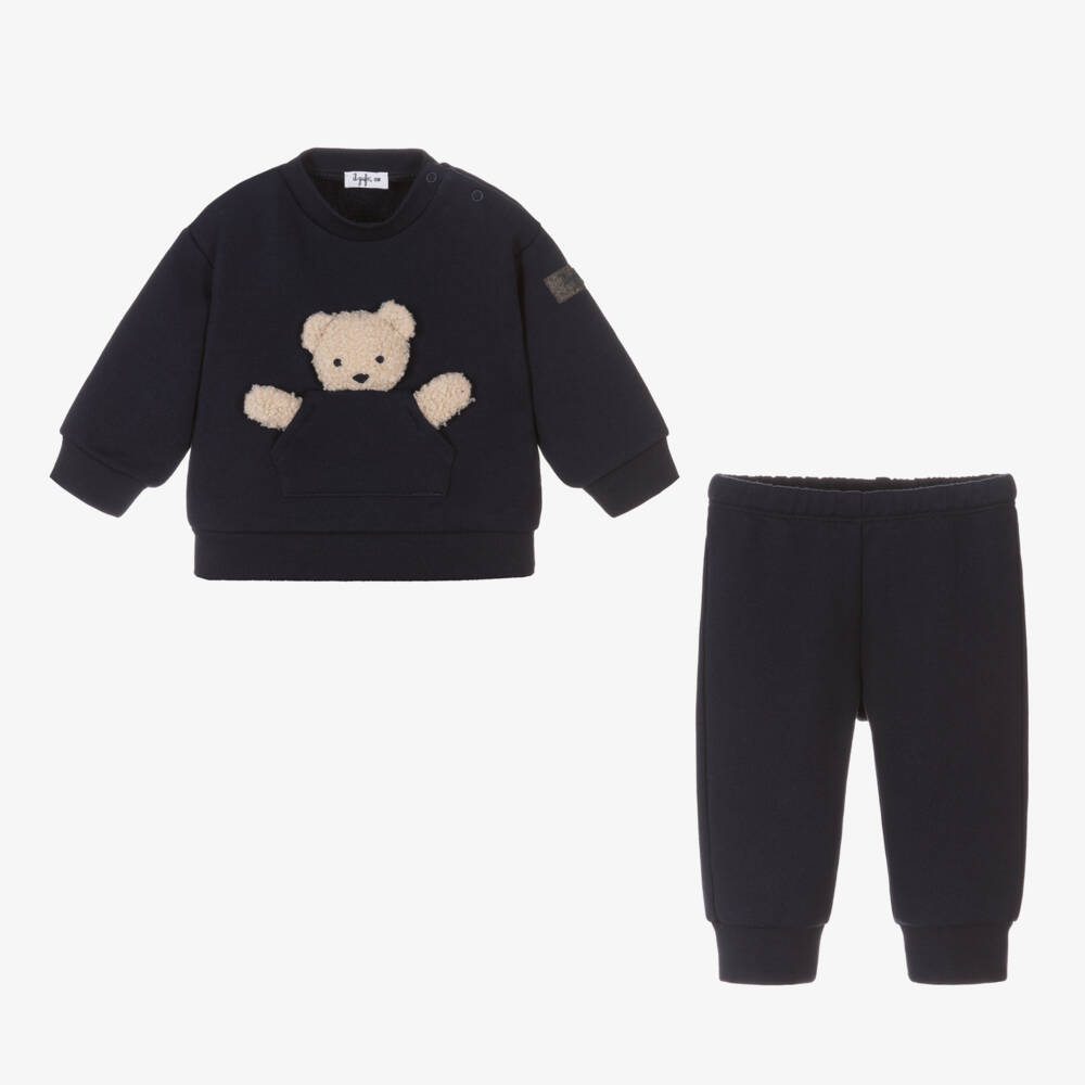 Il Gufo-Boys Navy Teddy Bear Loungesuit | Childrensalon Outlet