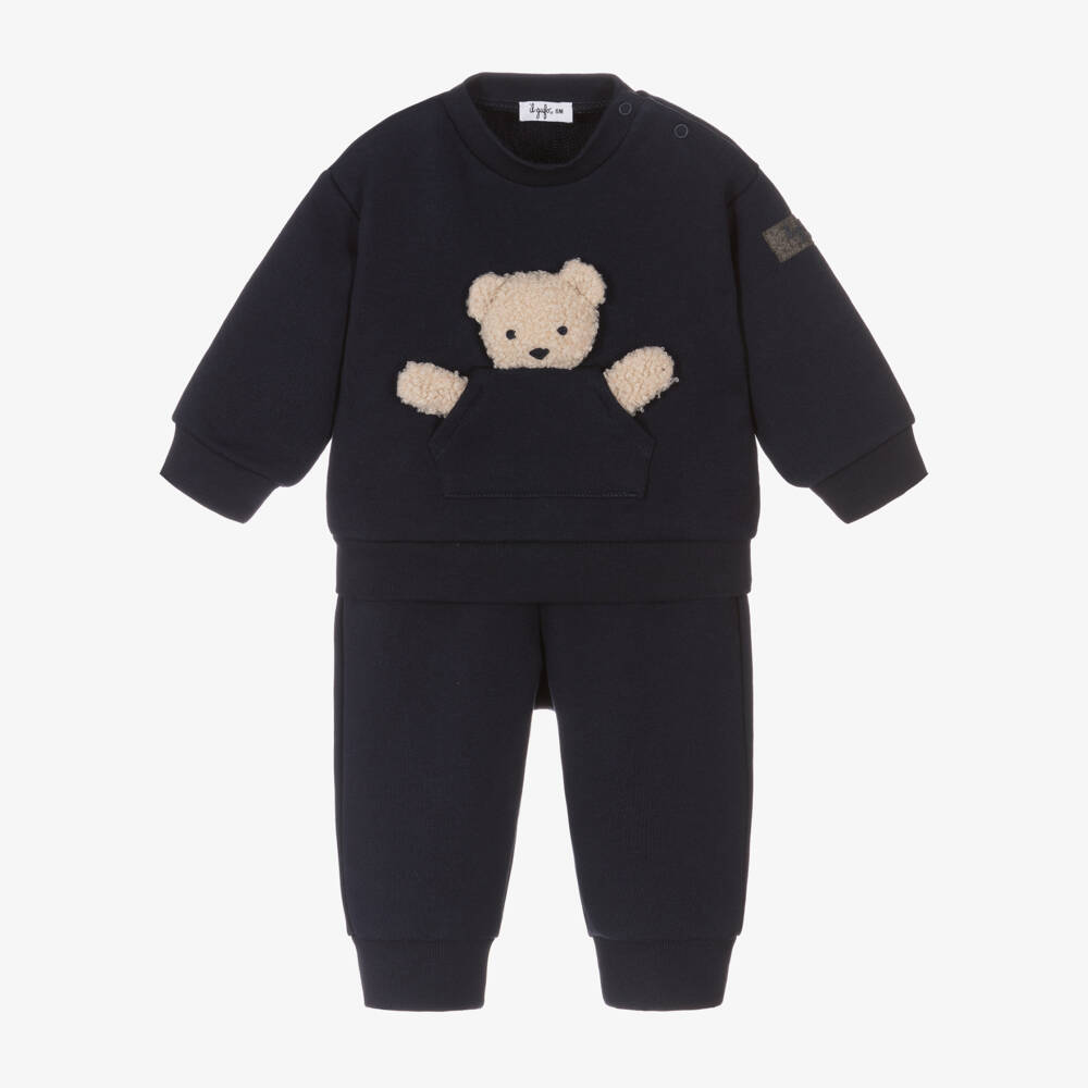 Il Gufo-Boys Navy Teddy Bear Loungesuit | Childrensalon Outlet