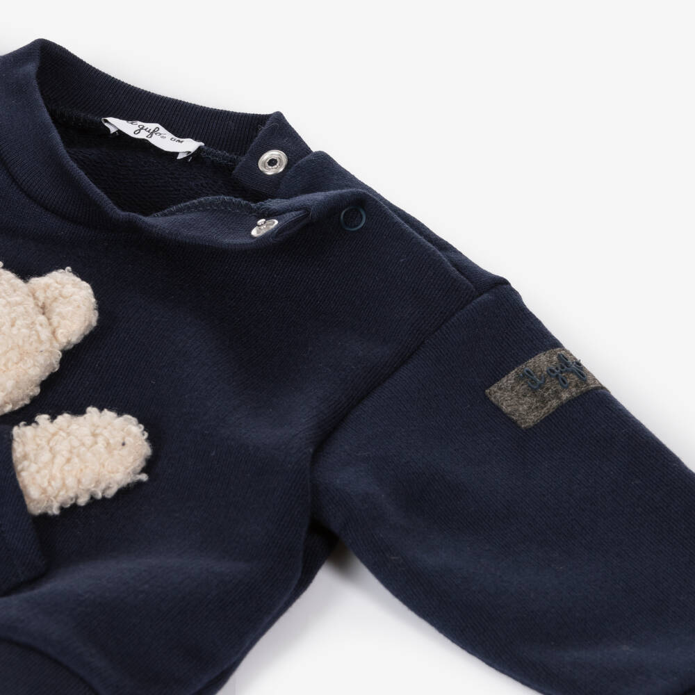 Il Gufo-Boys Navy Teddy Bear Loungesuit | Childrensalon Outlet